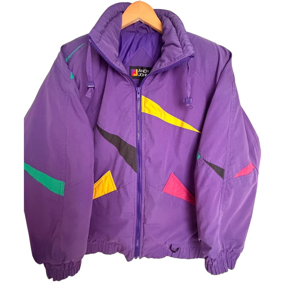 Andy Johns Jacket Women's Large Purple Polyester Quilted lining Colorblock